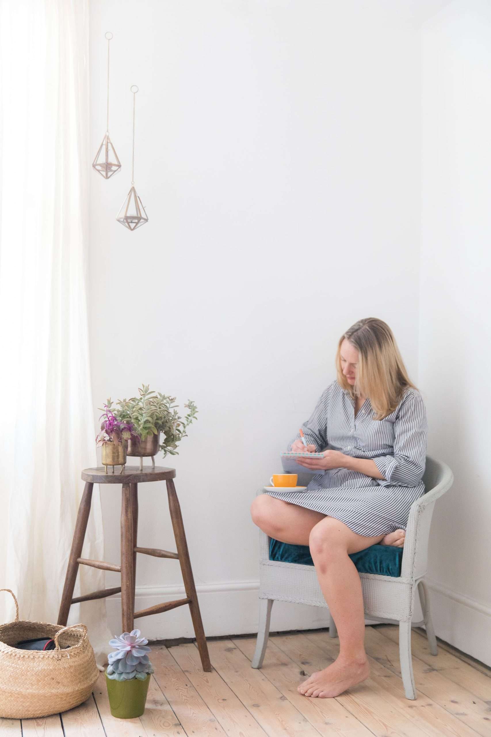 writing notes for a brand photography session in a london home studio
